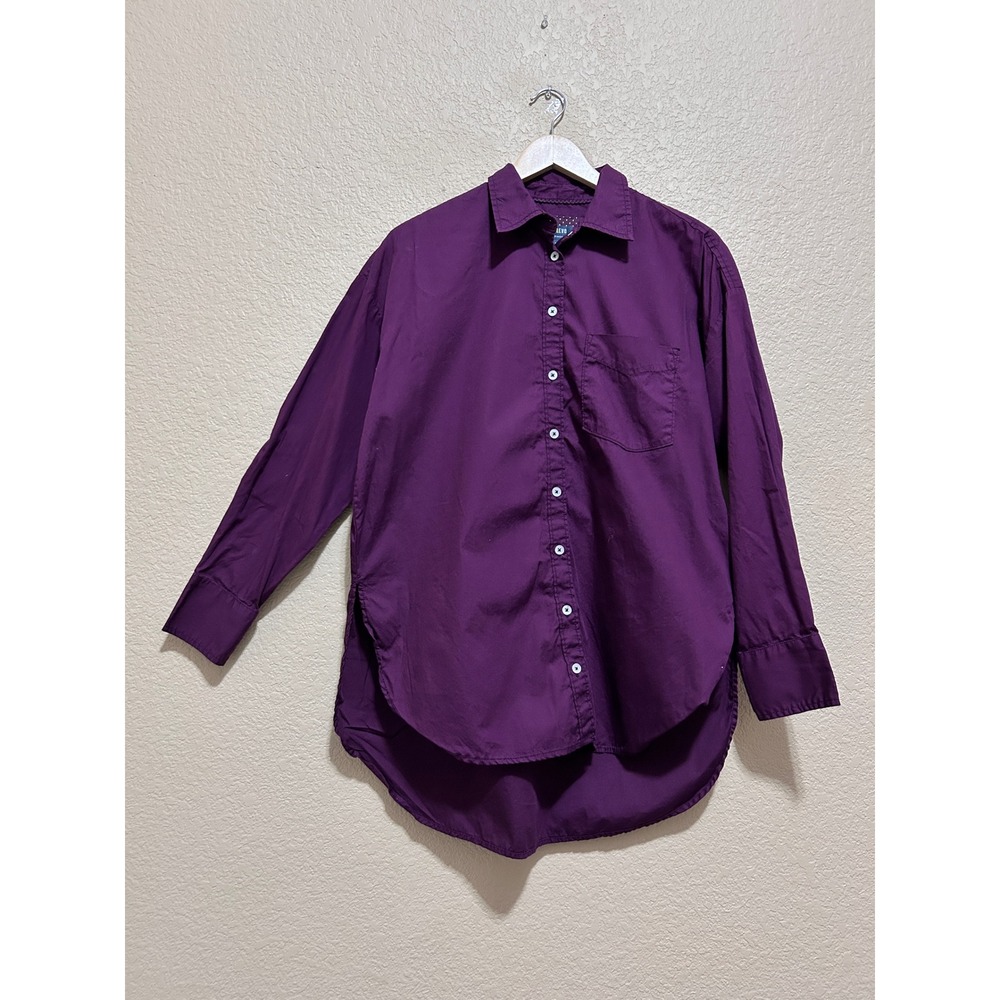Maeve Anthropologie Small Oversized Button Down Purple High Low Tunic Cotton